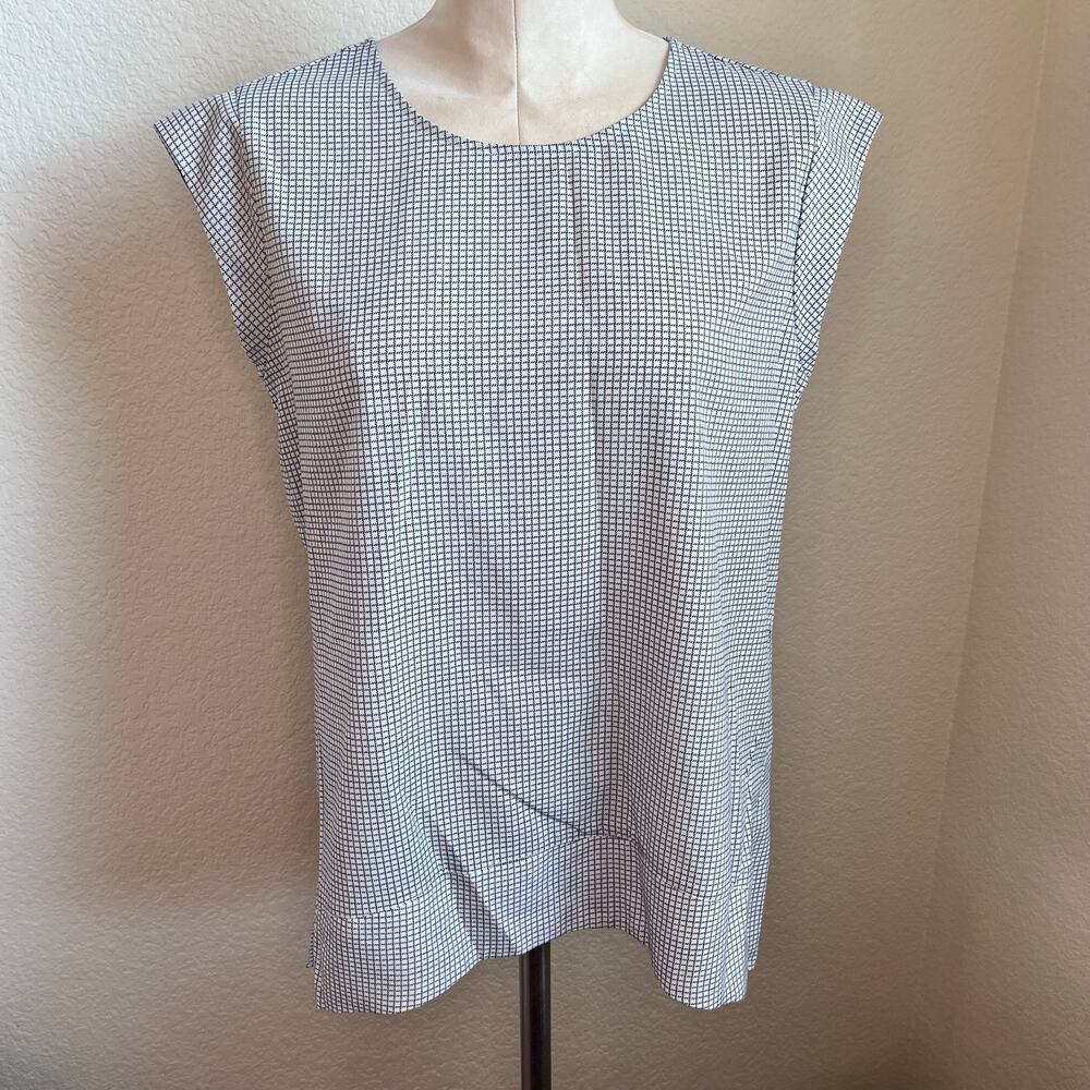The Limited black white plaid work attire blouse womens Medium sleeveless top